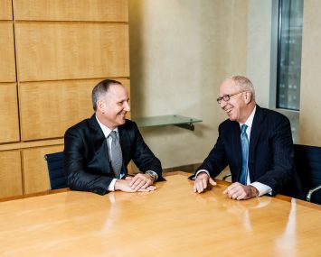 Rick Lavrich, left, and Hans-Christian Ritter at Helaba's midtown offices in January.