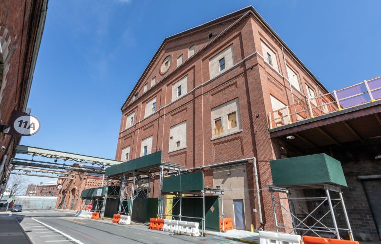 Building 127, formerly home to Sweet N Low distributor Cumberland Packing Corporation, is being restored and getting new windows to attract new industrial tenants.