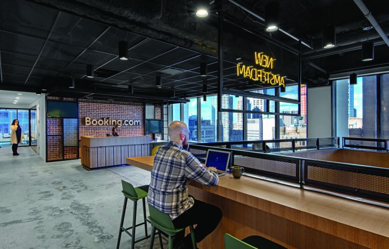 The company was founded in Amsterdam, so it commissioned a New Amsterdam sign for its offices.