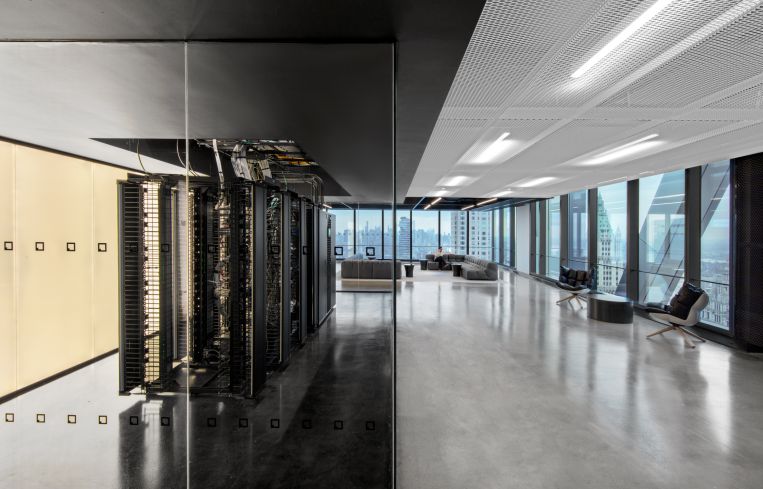 Much of the office was designed around the concept of transparency, which is one of IEX's core principles. IEX chose to put a glassed-in server room in the front of the office to convey that it's both a data company and a financial one.