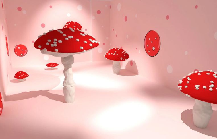 Mushrooms offer a perch for selfie-takers.