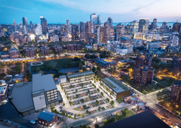 An overhead rendering of the planned Admiral's Row complex at the Brooklyn Navy Yard, which will include retail, industrial and office space.