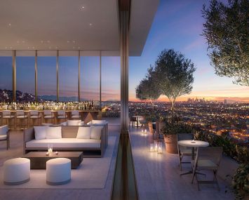 Rendering of the rooftop bar at the West Hollywood EDITION Hotel and Residences.