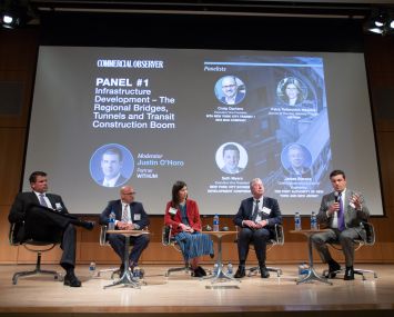 From left: moderator Justin O'Horo, MTA's Craig Cipriano, Amtrack's Petra Todorovich Messick, Port Authority of New York and New Jersey's Jim Starace and New York City Economic Development's Seth Myers at the Transportation Forum.