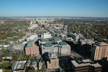 Aerial shot of Ballston neighborhood in Arlington, Va.
