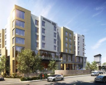 A rendering of the Springhill Suites hotel in Revere, Mass.