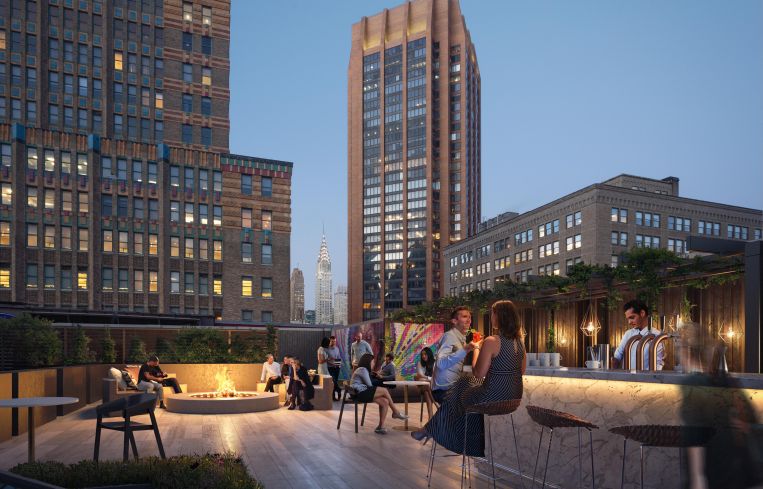 Outdoor space includes firepit.