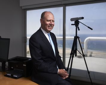 Paul Rutter sits in his Santa Monica office.