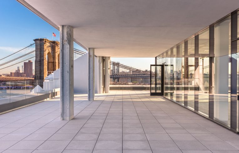 The top floor of 25 Columbia Heights has a large terrace that was previously covered by the Witnesses.