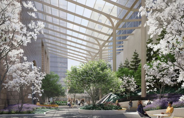 Olayan is expanding the public space at the rear of the building and adding new plantings, seating and restrooms.