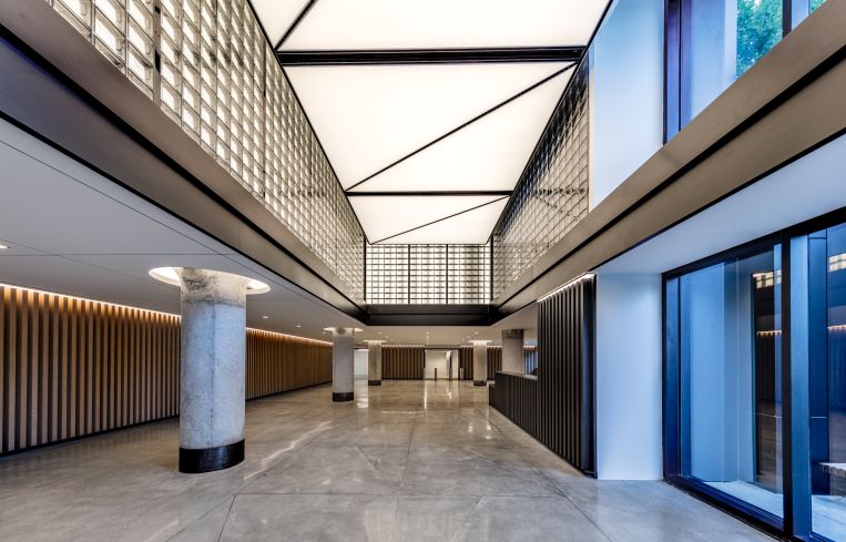 The new lobby of 30 Columbia Heights