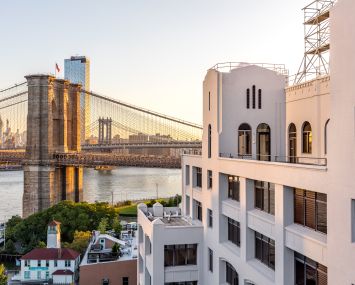 The renovation of the former Jehovah's Witnesses' headquarters at 25 and 30 Columbia Heights in Dumbo into office space uncovered several terraces, including this one facing the Brooklyn Bridge.
