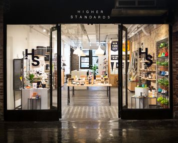 A view of Higher Standards' Chelsea Market location from the entrance.