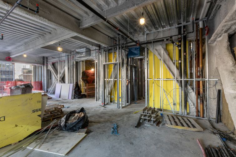 Each floor on the south side of The Six at 106 West 56th Street will have their own bathrooms and access to two sets of stairs and the elevator bank.