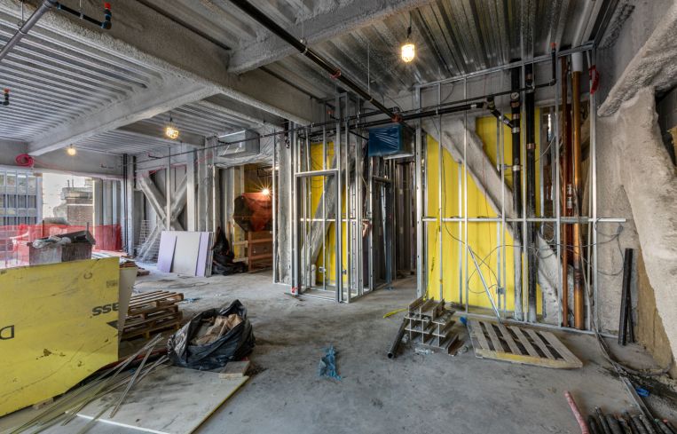 Each floor on the south side of The Six at 106 West 56th Street will have their own bathrooms and access to two sets of stairs and the elevator bank.