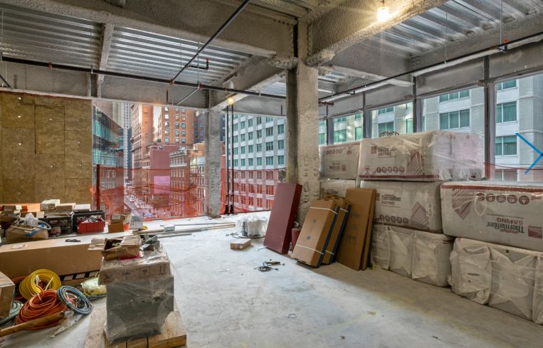 West facing windows on the lower floors of The Six at 106 West 56th Street capitalize on the setback of neighboring buildings to bring in extra daylight.