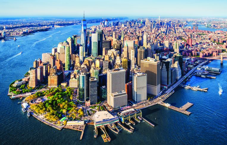 aerial view of Lower Manhattan. New York