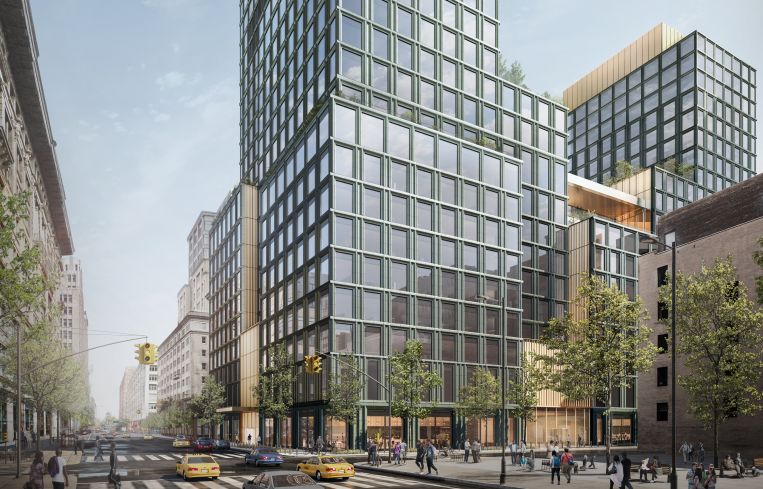 The facade is less than 50 percent glass—the punched windows are surrounded by terra cotta framing, and there's anodized aluminum accents on the facade as well.