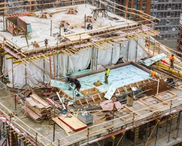 Construction crews at new West Chelsea development site.