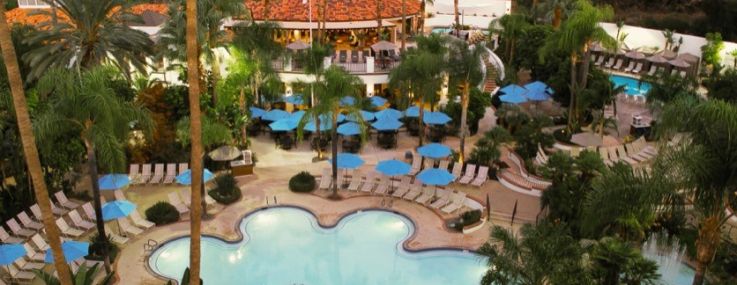 An aerial view of a pool area within Glen Ivy Hot Springs.