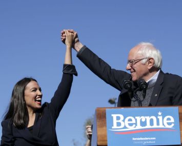 Bernie Sanders and Alexandria Ocasio-Cortez.