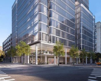 A rendering of the base of 565 Broome Street.