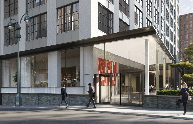 A rendering of the exterior of SL Green's 410 Tenth Avenue, which is undergoing redevelopment.