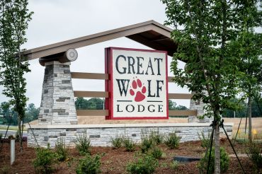 A sign outside the new Great Wolf Lodge in Lagrange, Ga., which opened in May 2018.
