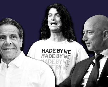 From left: Andrew Cuomo, Adam Neumann and Jeff Bezos