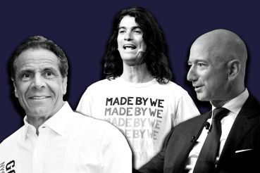 From left: Andrew Cuomo, Adam Neumann and Jeff Bezos