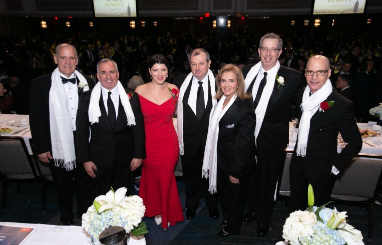 REBNY124 Honorees: Henry Celestino; Kevin Wang; Robin Fisher; James Whelan, REBNY President; Jodi Pulice; William Rudin, REBNY Chairman; David Greenbaum.