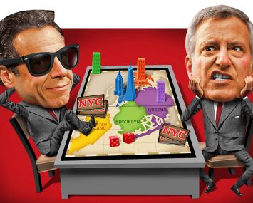 An illustration of Gov. Andrew Cuomo and Mayor Bill de Blasio.