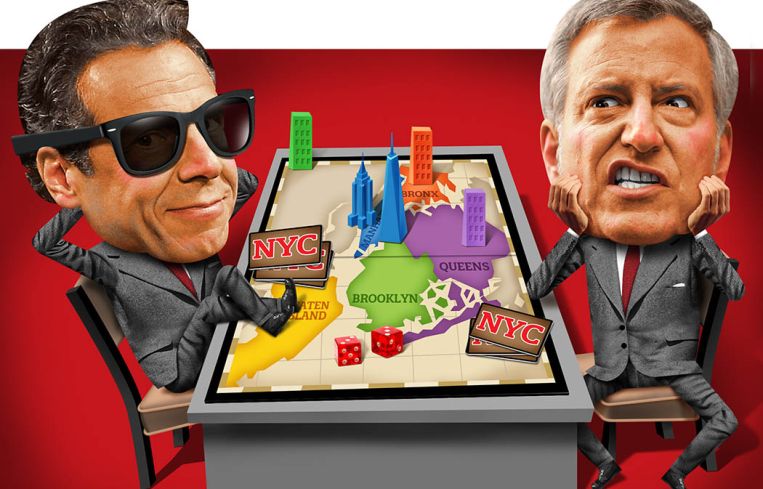 An illustration of Gov. Andrew Cuomo and Mayor Bill de Blasio.