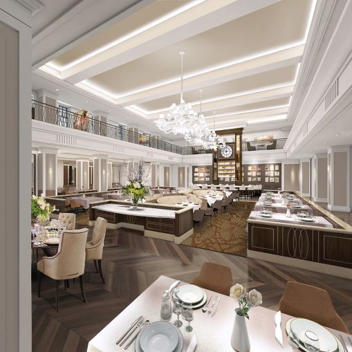 A rendering of the first-floor dining room.