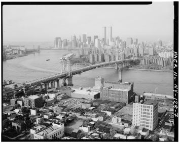 An aerial view of 1970s Williamsburg.