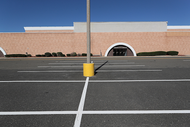 An empty parking lot at the Enfield Square Mall in Enfield, Conn.