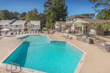 A shot of the pool area at the Hawthorne Six Forks rental complex in Raleigh, N.C.