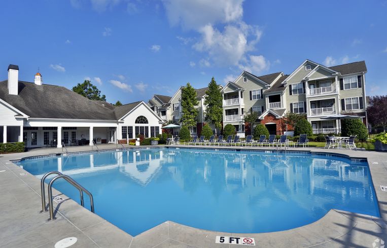 A shot of the pool area at Bryant at Summerville.
