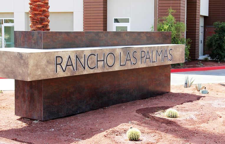 Signage for the Rancho Las Palmas Shopping Center.