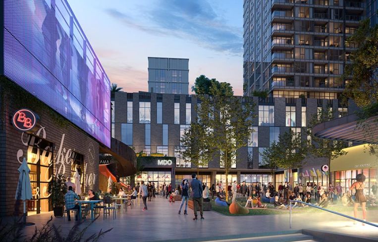 A rendering of District NoHo in North Hollywood, which will include 1,500 apartment units, 500,000 square feet of office, and 100,000 square feet of retail space.