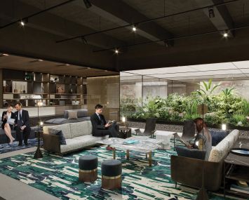 Rendering of the amenity space at 1345 Avenue of the Americas.