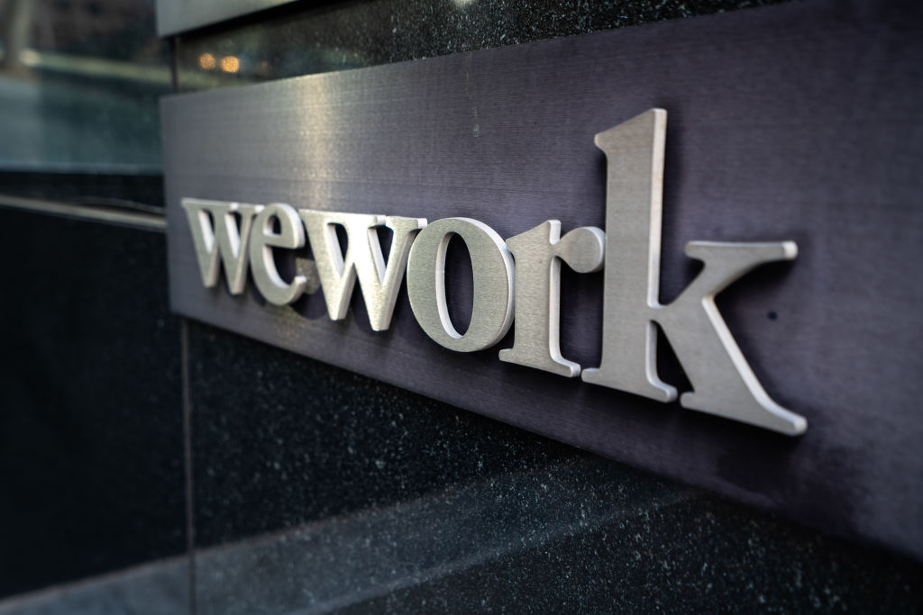 A view of WeWork logo
