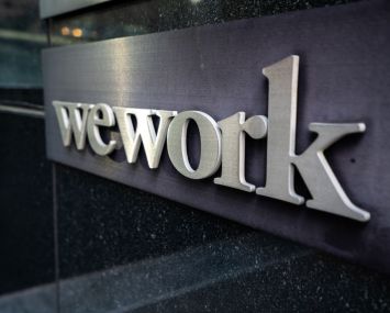 A view of WeWork logo