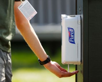 ORLANDO, FLORIDA - MARCH 05: Purell hand sanitizer is used during the first round of the Arnold Palmer Invitational Presented by MasterCard at the Bay Hill Club and Lodge on March 05, 2020 in Orlando, Florida. (Photo by Kevin C. Cox/Getty Images)