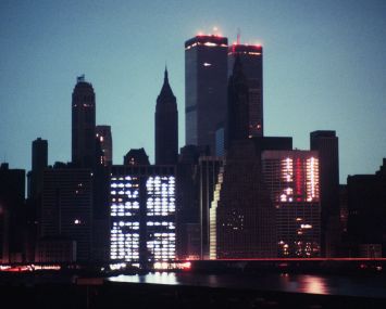 Skyline view of New York City during the 1977 blackout.