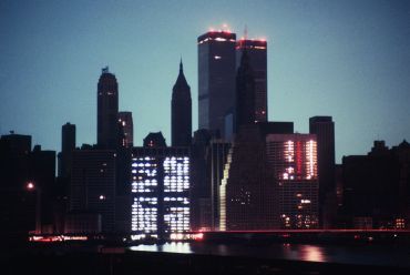 Skyline view of New York City during the 1977 blackout.