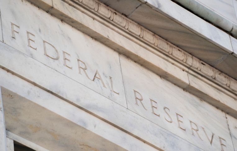Signage on the U.S. Federal Reserve building in Washington D.C.