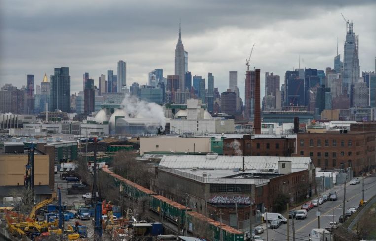 A view of a city skyline.