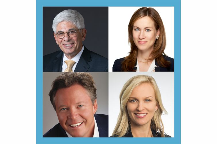 Clockwise from top left: moderator Jay Neveloff, Julia Butler, Abbe Franchot-Borok and Warren de Haan.