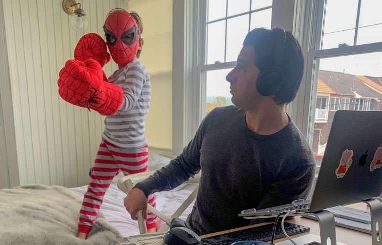 Axel Romito gives his dad's clients a little show.